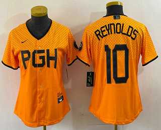 Womens Pittsburgh Pirates #10 Bryan Reynolds Yellowd 2023 City Connect Stitched Jersey->mlb womens jerseys->MLB Jersey